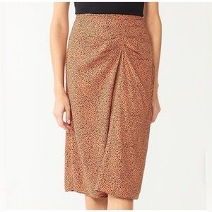 Nine West Animal Print side ruched Pencil midi Skirt L